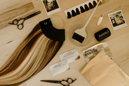 Hair extension care kit with brush and serum